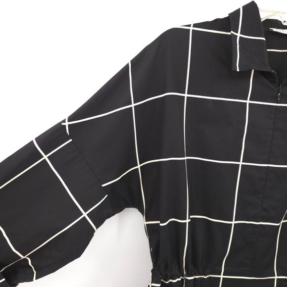Akris Punto womens windowpane check zip front top Size 10 black & white - Picture 2 of 10